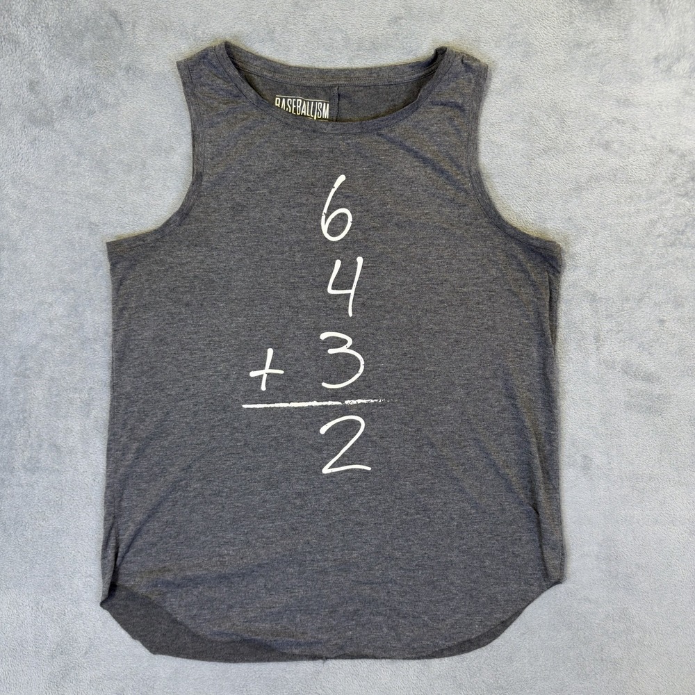 Baseballism‎ Shirt Womens XXL Gray Tank Top 6432 Baseball Scoop Neck MLB Stretch